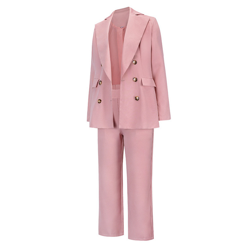 WAYOFLOVE, toamnă iarnă, cel mai nou set de costume cu blazer de designer, cu nasturi de carieră pentru femei, blazer cu două piept, costum cu pantaloni drepti casual