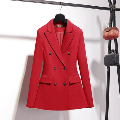 Vintage Retro Profesional Formal Maneca Lunga Costum Slim Fit Blazer Pantaloni Afaceri Birou Doamnelor Imbracaminte de lucru Set 2 Piese Imbracaminte