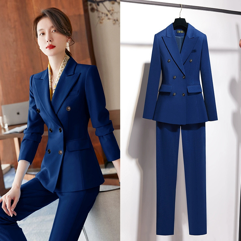 Vintage Retro Profesional Formal Maneca Lunga Costum Slim Fit Blazer Pantaloni Afaceri Birou Doamnelor Imbracaminte de lucru Set 2 Piese Imbracaminte