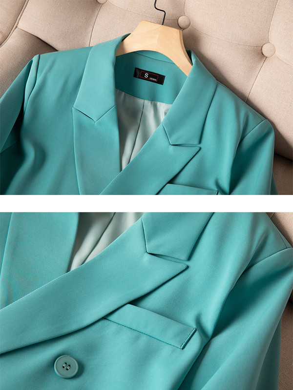 Mood kontor Naiste äririietus pükskostüüm naistele sinine must valge kaherealine pidulik kaheosaline komplekt bleiser