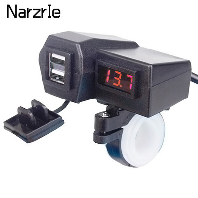 Motociklistički USB punjač s dva priključka 12V vodootporan otporan na prašinu 3.1A motociklistički punjač za upravljač s voltmetrom LED zaslon utičnice