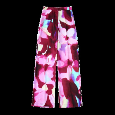 TRAF 2023 naiste bleiserpükste ülikond OL siidist satiinist bleiser + trükitud sirged pikad püksid, põhilised põhjuslikud rõivad