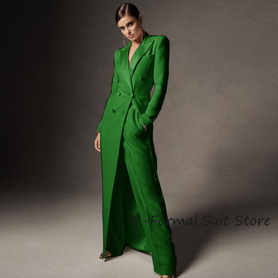 Ženski komplet dvodijelnih bijelih sakoa s dvostrukim kopčanjem Elegantne dizajnerske hlače širokih nogavica Kostim slavnih ženski po mjeri