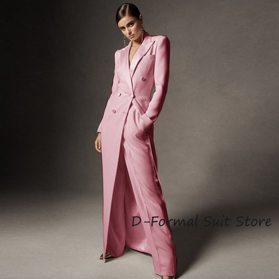 Ženski komplet dvodijelnih bijelih sakoa s dvostrukim kopčanjem Elegantne dizajnerske hlače širokih nogavica Kostim slavnih ženski po mjeri