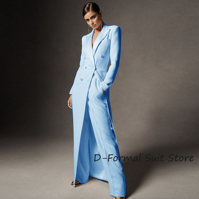 Ženski komplet dvodijelnih bijelih sakoa s dvostrukim kopčanjem Elegantne dizajnerske hlače širokih nogavica Kostim slavnih ženski po mjeri