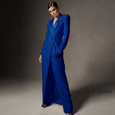 Ženski komplet dvodijelnih bijelih sakoa s dvostrukim kopčanjem Elegantne dizajnerske hlače širokih nogavica Kostim slavnih ženski po mjeri