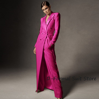 Ženski komplet dvodijelnih bijelih sakoa s dvostrukim kopčanjem Elegantne dizajnerske hlače širokih nogavica Kostim slavnih ženski po mjeri