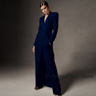 Ženski komplet dvodijelnih bijelih sakoa s dvostrukim kopčanjem Elegantne dizajnerske hlače širokih nogavica Kostim slavnih ženski po mjeri