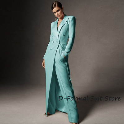 Ženski komplet dvodijelnih bijelih sakoa s dvostrukim kopčanjem Elegantne dizajnerske hlače širokih nogavica Kostim slavnih ženski po mjeri