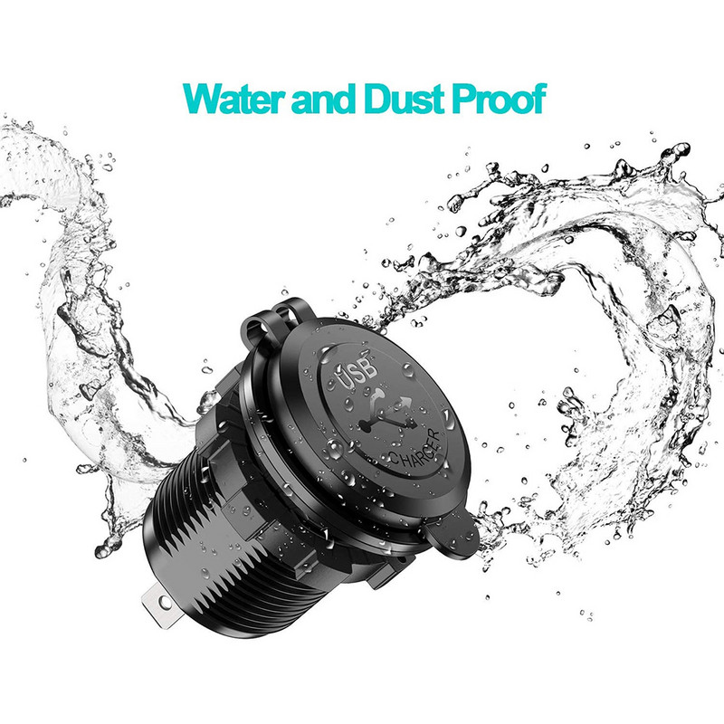 Ursuniot Αδιάβροχος φορτιστής αυτοκινήτου QC3.0 με διακόπτη αφής Μετασχηματιστής τροφοδοσίας διπλών θυρών USB DIY KIT για φορτηγό μοτοσικλέτας 12V/24V