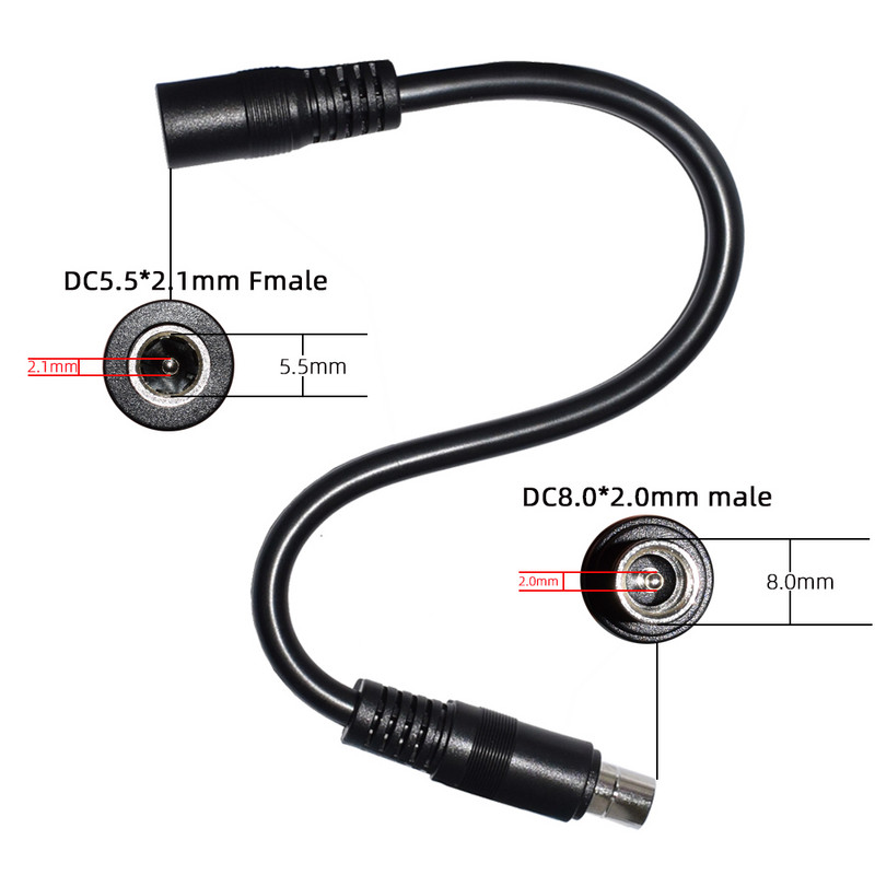 8 mm konektor DC 5521 na DC 8020 adapter za solarnu ploču RV prijenosnu elektranu kompatibilnu s Jackery Explorer Series 1500