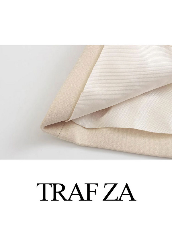 TRAF ZA Blazer + pantaloni pentru navetiști fără mâneci, fără umeri, subțire, cu un singur piept, set de pantaloni drepți.