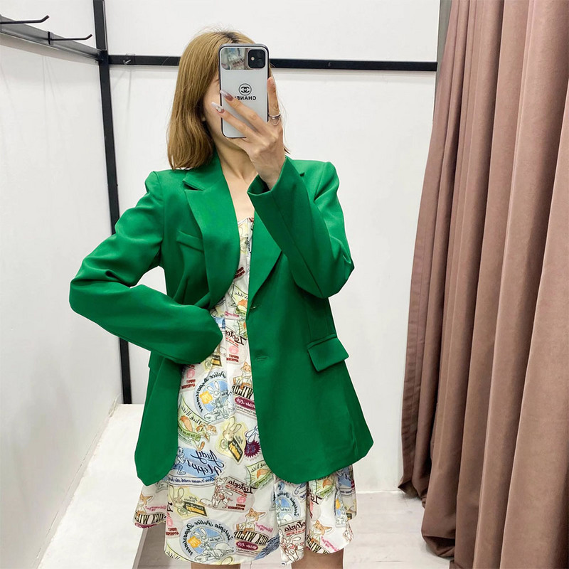 ΓΥΝΑΙΚΕΙΑ TRAF Νέο 2022 Σετ Διακόσμηση Τσέπης Κοστούμι μακρυμάνικο με κουμπιά μπλέιζερ Γυναικείο ψηλόμεσο παντελόνι με πλισέ