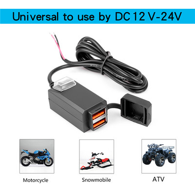 Dvostruki USB priključak 12V-24V Vodootporni punjač za upravljač motocikla QC3.0 Adapter Utičnica za napajanje za mobilni telefon