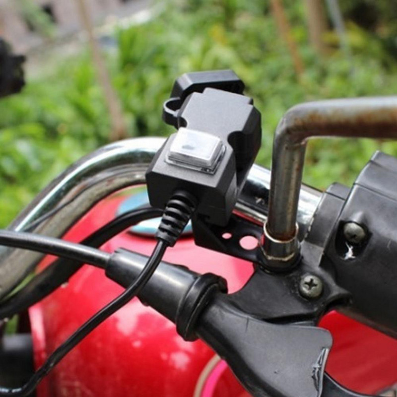 Τιμόνι μοτοσυκλέτας αδιάβροχος φορτιστής 12-24V/9-90V Διπλές θύρες USB Φορτιστής τηλεφώνου καθρέφτη οπισθοπορείας για ανταλλακτικά ηλεκτρικών οχημάτων