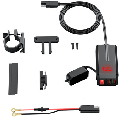 Extractme QC3.0 12V Φορτιστής USB μοτοσικλέτας Αδιάβροχο κυψέλης Προσαρμογέας υποδοχής γρήγορης φόρτισης με διακόπτη αξεσουάρ μοτοσικλέτας