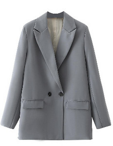 Blazer de damă vintage, cu mânecă lungă, guler crestat, haină șic, solidă, costum casual pentru birou, blazer de top pentru femeie.