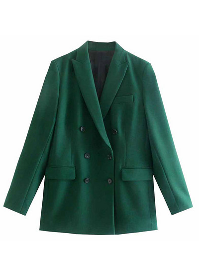 Ženska ležerna jakna sa jaknom i jaknom s dvostrukim kopčanjem i reverima s urezima i duplim kopčanjem Jednobojna ženska odijela s dugim hlačama Radna uredska odjeća