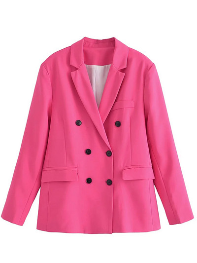 Ženska ležerna jakna sa jaknom i jaknom s dvostrukim kopčanjem i reverima s urezima i duplim kopčanjem Jednobojna ženska odijela s dugim hlačama Radna uredska odjeća