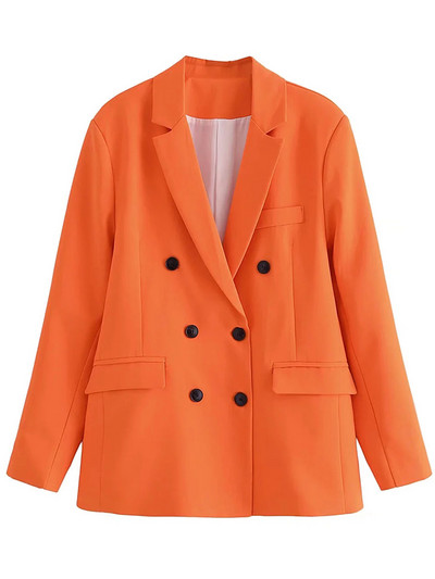 Ženska ležerna jakna sa jaknom i jaknom s dvostrukim kopčanjem i reverima s urezima i duplim kopčanjem Jednobojna ženska odijela s dugim hlačama Radna uredska odjeća