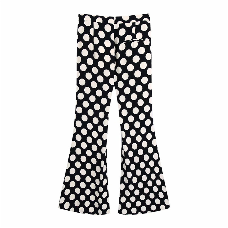 Ženski elegantni crni uski blejzer odijelo na točkice Proljeće 2021. Ženska odijela s širokim hlačama visokog struka Ženska ulična odjeća Kompleti od 2 komada