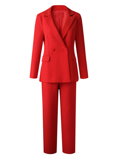 Sungtin Set Două Piese Costum Blazer Damă Office Femei Talie Înaltă Pantaloni Largi Costum Pantaloni Verzi Roșii Jachetă Blazer de lucru Coreea Nou