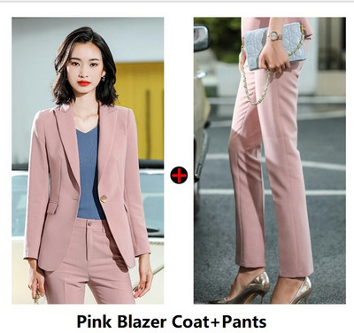 Naiste kontor Elegantne sinine OL Stiilid Ärirõivad Pükskostüümid Naiste Professionaalsed Sügistalvine Intervjuu Bleiserid Riided