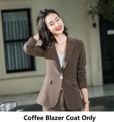 Naiste kontor Elegantne sinine OL Stiilid Ärirõivad Pükskostüümid Naiste Professionaalsed Sügistalvine Intervjuu Bleiserid Riided