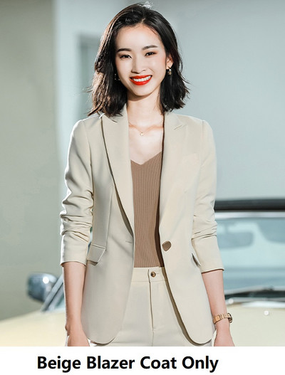 Naiste kontor Elegantne sinine OL Stiilid Ärirõivad Pükskostüümid Naiste Professionaalsed Sügistalvine Intervjuu Bleiserid Riided