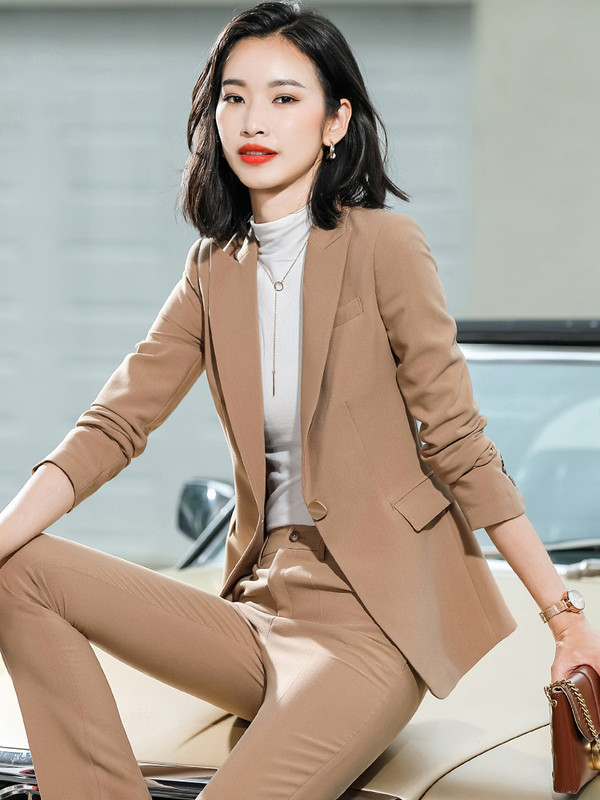 Naiste kontor Elegantne sinine OL Stiilid Ärirõivad Pükskostüümid Naiste Professionaalsed Sügistalvine Intervjuu Bleiserid Riided