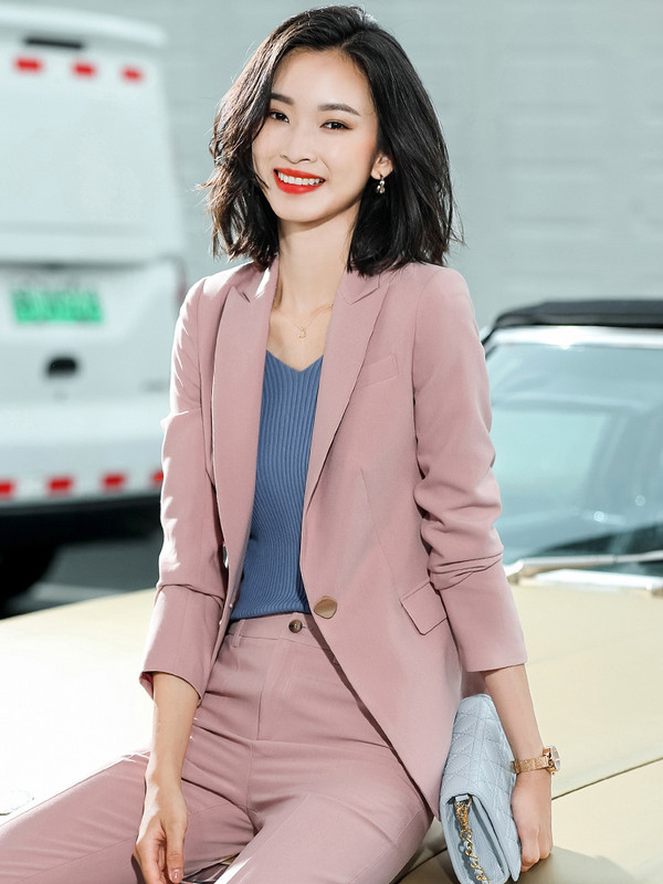 Naiste kontor Elegantne sinine OL Stiilid Ärirõivad Pükskostüümid Naiste Professionaalsed Sügistalvine Intervjuu Bleiserid Riided