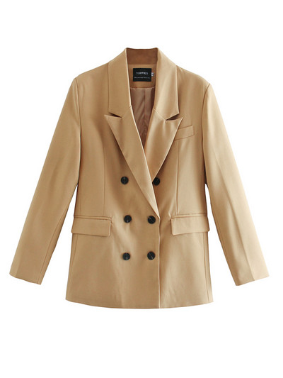 Toppies 2022 Spring Blazer + Παντελόνι Γυναικείο Σετ Γυναικείο Κοστούμι με διπλό στήθος Σακάκι ψηλόμεσο παντελόνι