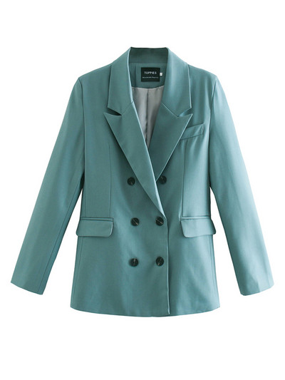 Toppies 2022 Spring Blazer + Παντελόνι Γυναικείο Σετ Γυναικείο Κοστούμι με διπλό στήθος Σακάκι ψηλόμεσο παντελόνι