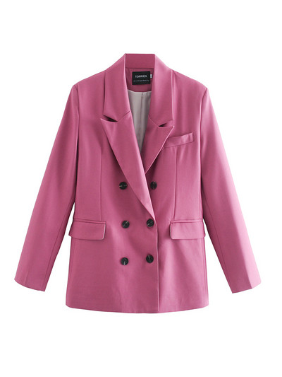Toppies 2022 Spring Blazer + Παντελόνι Γυναικείο Σετ Γυναικείο Κοστούμι με διπλό στήθος Σακάκι ψηλόμεσο παντελόνι