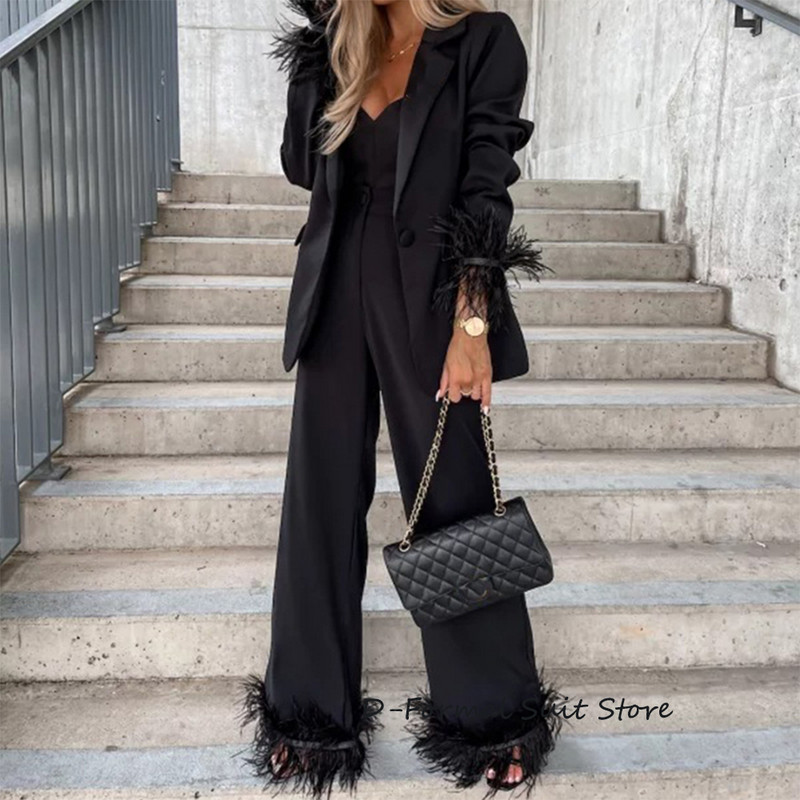 Sieviešu jaunais modes spalvu bleizeris, 2 daļīgs komplekts, biroja uzvalks, sieviešu mētelis ar garām piedurknēm, taisnas bikses بذلات بليزر نسائية