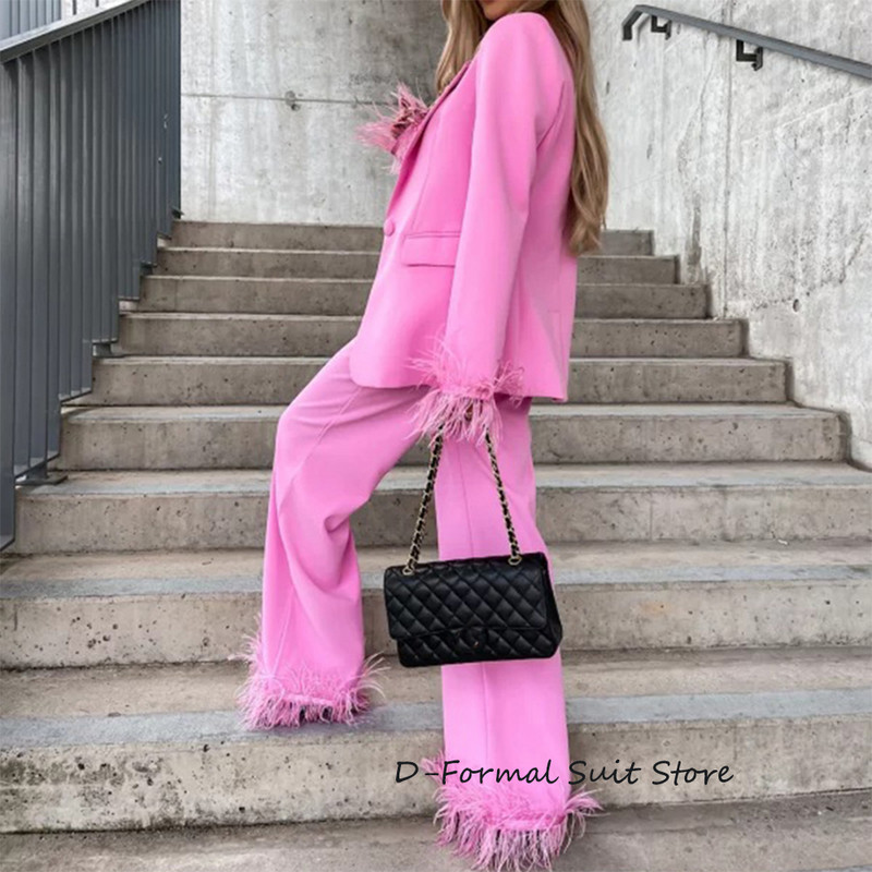 Sieviešu jaunais modes spalvu bleizeris, 2 daļīgs komplekts, biroja uzvalks, sieviešu mētelis ar garām piedurknēm, taisnas bikses بذلات بليزر نسائية