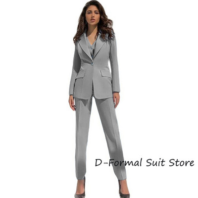 Γυναικείο κοστούμι 3 τεμαχίων casual γυναικείο παντελόνι γραφείου Vintage μονό στήθος Slim fit γυναικείο σακάκι (τζάκετ+γιλέκο+παντελόνι)