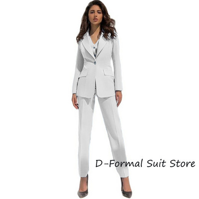 Γυναικείο κοστούμι 3 τεμαχίων casual γυναικείο παντελόνι γραφείου Vintage μονό στήθος Slim fit γυναικείο σακάκι (τζάκετ+γιλέκο+παντελόνι)