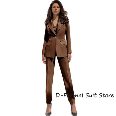 Γυναικείο κοστούμι 3 τεμαχίων casual γυναικείο παντελόνι γραφείου Vintage μονό στήθος Slim fit γυναικείο σακάκι (τζάκετ+γιλέκο+παντελόνι)