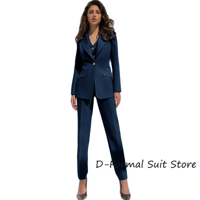 Γυναικείο κοστούμι 3 τεμαχίων casual γυναικείο παντελόνι γραφείου Vintage μονό στήθος Slim fit γυναικείο σακάκι (τζάκετ+γιλέκο+παντελόνι)