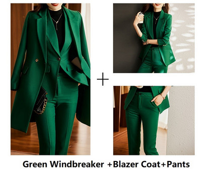 Γυναικεία Επίσημα Επαγγελματικά Κοστούμια Υψηλής Ποιότητας Υφασμάτινο Φθινόπωρο Χειμώνας Επαγγελματικές Εργασίες Γραφείου Φόρεμα Παντελόνια Σετ Παντελόνια Μπλέιζερ