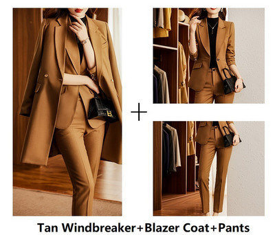 Γυναικεία Επίσημα Επαγγελματικά Κοστούμια Υψηλής Ποιότητας Υφασμάτινο Φθινόπωρο Χειμώνας Επαγγελματικές Εργασίες Γραφείου Φόρεμα Παντελόνια Σετ Παντελόνια Μπλέιζερ