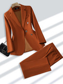 Μόδα Γυναικείο Παντελόνι Επίσημο Γυναικείο Επαγγελματικό Ρούχο Γραφείου Σετ 2 τεμαχίων Μπεζ μαύρο χακί μακρυμάνικο σακάκι και παντελόνι