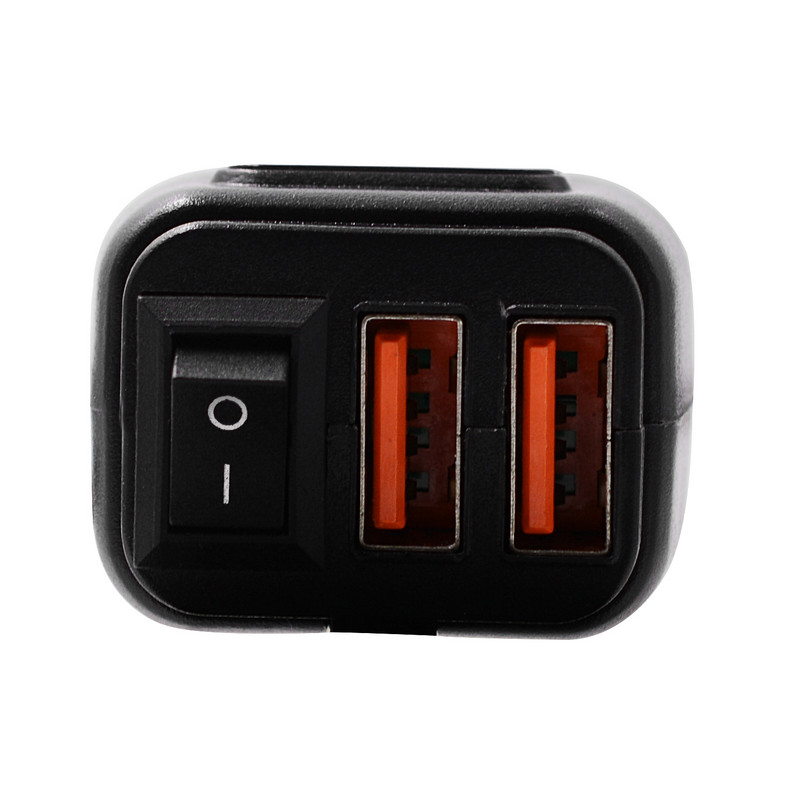 Veekindlale mootorrattalaadijale paigaldatav topelt-USB-laadija komplekt koos voltmeeterlülitiga QC3.0 Fast Charge SAE to USB 24W + 24W