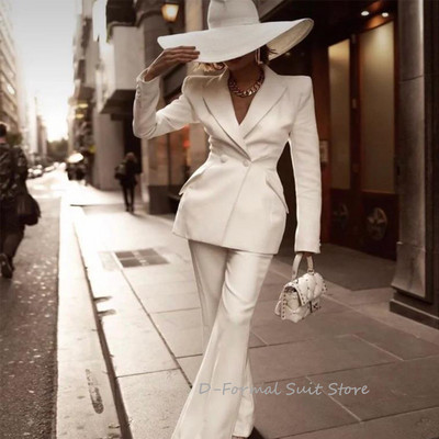 Γυναικείο κοστούμι Blazer Φόρεμα γραφείου Γυναικεία δουλειά Δύο τεμάχια μόδας High Street Slim Fit Διπλό στήθος بذلات بليزر نسائي