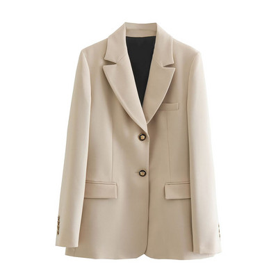 Γυναικείο Φθινόπωρο 2022 Νέα Casual Fashion Chic Slim Fit Blazer Ρετρό μακρυμάνικο τσέπες μονόχρωμο y2k Μπλουζάκι + Παντελόνι Mujer