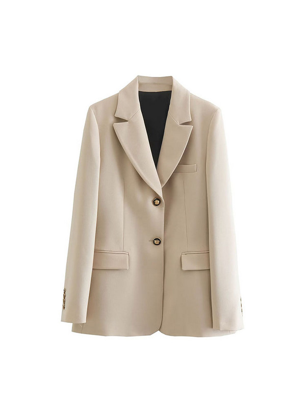 Γυναικείο Φθινόπωρο 2022 Νέα Casual Fashion Chic Slim Fit Blazer Ρετρό μακρυμάνικο τσέπες μονόχρωμο y2k Μπλουζάκι + Παντελόνι Mujer