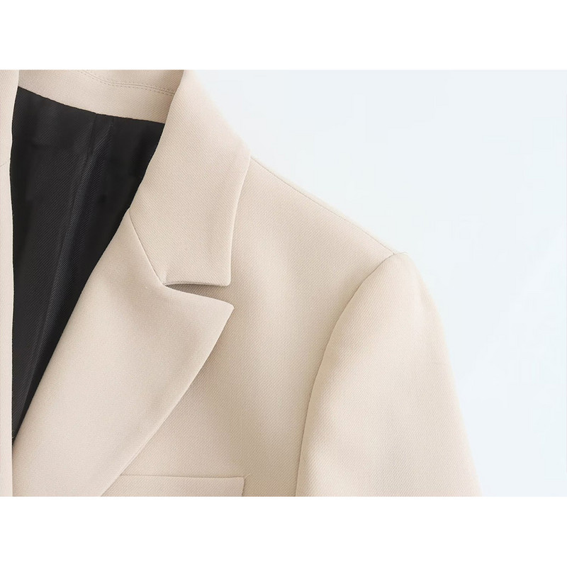 Γυναικείο Φθινόπωρο 2022 Νέα Casual Fashion Chic Slim Fit Blazer Ρετρό μακρυμάνικο τσέπες μονόχρωμο y2k Μπλουζάκι + Παντελόνι Mujer