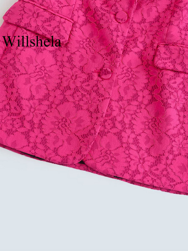 Willshela Costume pentru femei 2 piese Blazer cu un singur piept și pantaloni vintage cu fermoar în față Set de pantaloni pentru femei de birou