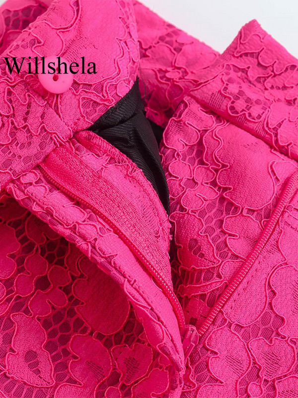 Willshela Costume pentru femei 2 piese Blazer cu un singur piept și pantaloni vintage cu fermoar în față Set de pantaloni pentru femei de birou